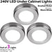 3x LED Kitchen Cabinet Spotlights 240V WARM WHITE Surface Flush Mount Light Kit Loops