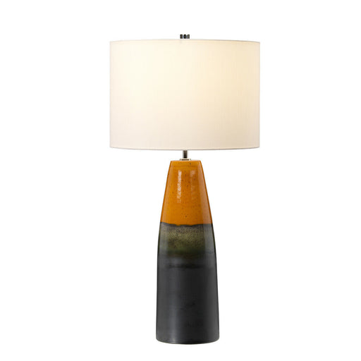 Table Lamp Orange & Graphite Tapered Vase Ivory Drum Shade LED E27 60W Bulb Loops