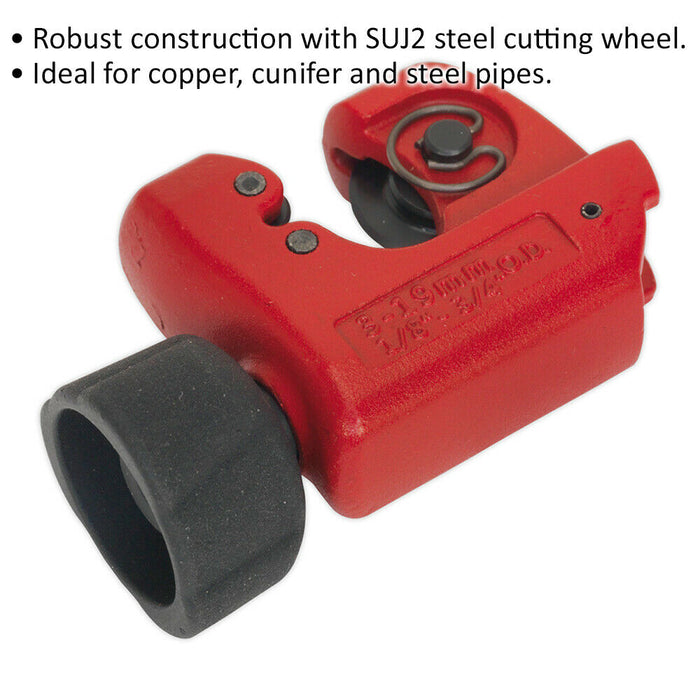 Brake Pipe Cutter - Steel Cutting Wheel - 3mm to 19mm Capacity - Copper & Steel Loops