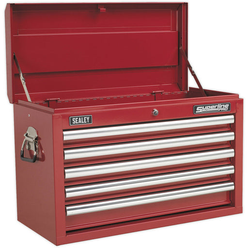 660 x 315 x 425mm RED 5 Drawer Topchest Tool Chest Lockable Storage Unit Cabinet Loops