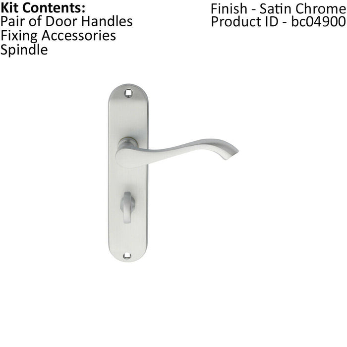 PAIR Curved Handle on Chamfered Bathroom Backplate 180 x 40mm Satin Chrome Loops