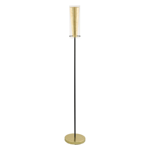 Floor Lamp Light Colour Black Shade Inner Gold Outer Clear Glass Bulb E27 1x60W Loops