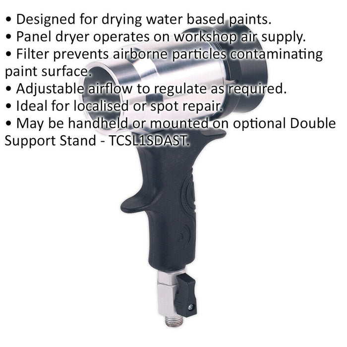 Air Operated Panel Dryer - Adjustable Airflow - 1/4" BSPT - Handheld Paint Dryer Loops