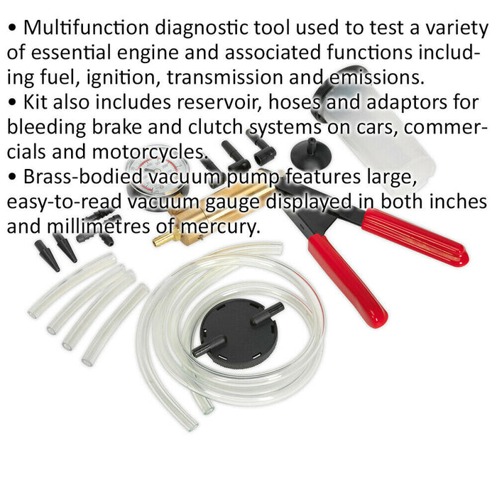 Vacuum Tester & Brake Bleeding Kit - Brake & Engine Diagnostic Tool Set Loops
