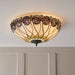 Tiffany Glass Semi Flush Ceiling Light Rose & Cream Inverted Round Shade i00048 Loops