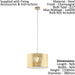 Pendant Ceiling Light Colour Champagne Shade Gold Fabric Bulb E27 1x60W Loops