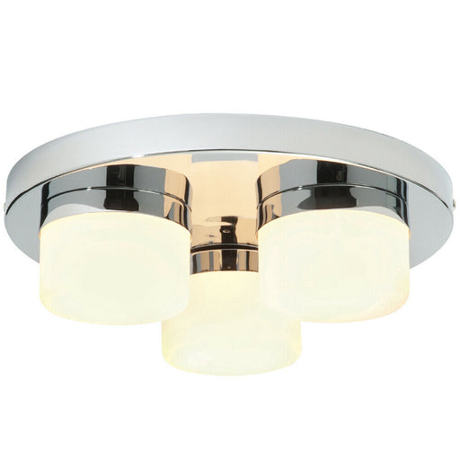 IP44 Bathroom Ceiling Light Chrome & Opal Glass Shade Moisture Resistant Shower Loops