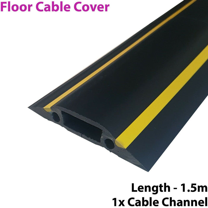 1.5m x 83mm Heavy Duty Rubber Floor Cable Cover Protector Conduit Tunnel Sleeve Loops