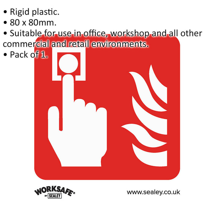 1x FIRE ALARM SYMBOL Health & Safety Sign - Rigid Plastic 80 x 80mm Warning Loops
