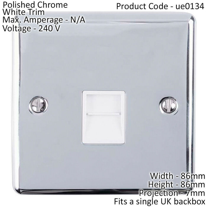 BT Telephone Slave Extension Socket CHROME & White Secondary Wall Plate Loops