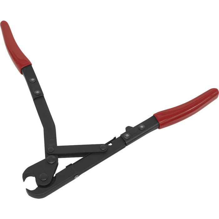 Extra Heavy Duty Ear-Type Clip Pliers - Locking Steel Jaws - PVC Coated Handles Loops