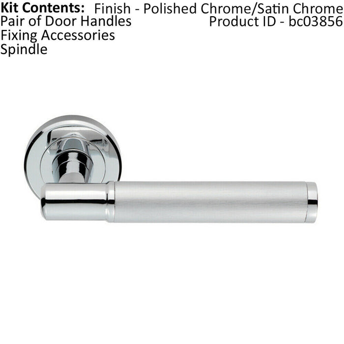 Door Handle Lever on Concealed Round Rose Polished Chrome Satin Chrome Loops