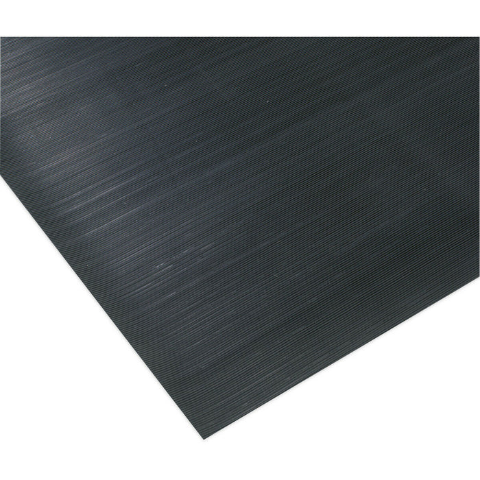 1000 x 2500mm Ribbed Workshop Mat - Hard Wearing Slip Resistant Rubber Cover Loops