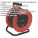 25 Metre Heavy Duty Cable Drum - 4 x 230V Socket Extension Lead - Thermal Trip Loops