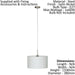 Pendant Light Colour Satin Nickel Steel Shade White Fabric Bulb E27 1x60W Loops