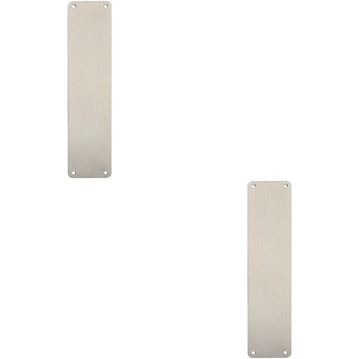 2x Plain Door Finger Plate 350 x 75mm Satin Stainless Steel Push Plate Loops