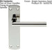Mitred Lever Door Handle on Latch Backplate 172 x 44mm Polished Steel Loops