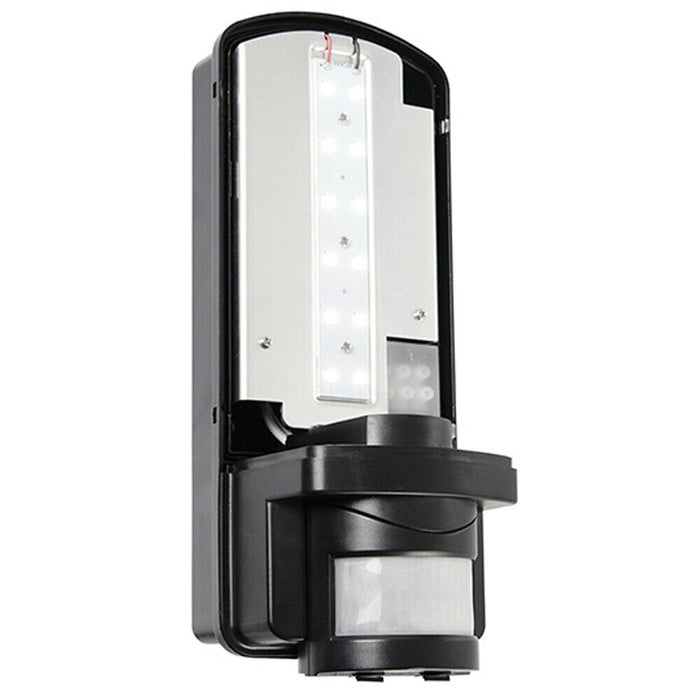 BLACK IP44 Outdoor Wall Bulkhead Light & 10m PIR Motion Sensor 6W Daylight LED Loops
