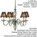 Flemish Ceiling Pendant Chandelier Polished Nickel & White Shades 9 Lamp Light Loops