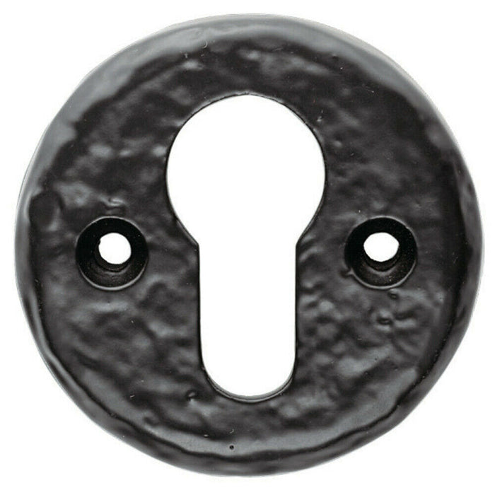 52mm Euro Profile Round Escutcheon Traditional Design Black Antique Loops