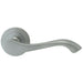 PAIR Scroll Shaped Handle on 50mm Round Rose Concealed Fix Satin Chrome Loops