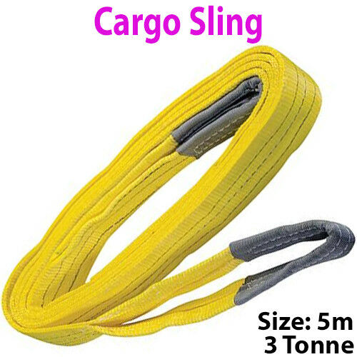5m 3 Tonne (3000KG) Flat Webbing Strong Cargo Sling Lifting Crane Hoist Strap Loops