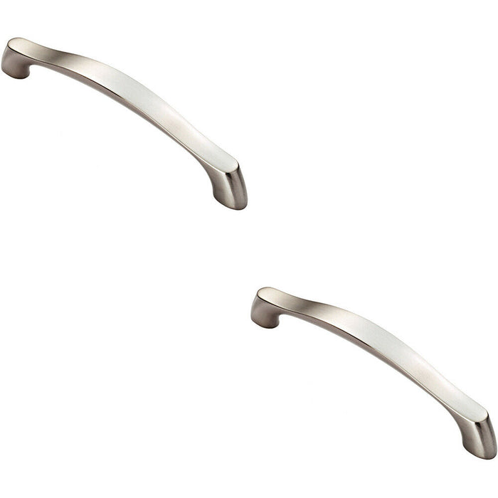 2x Chunky Arched Grip Pull Handle 194 x 17mm 160mm Fixing Centres Satin Nickel Loops