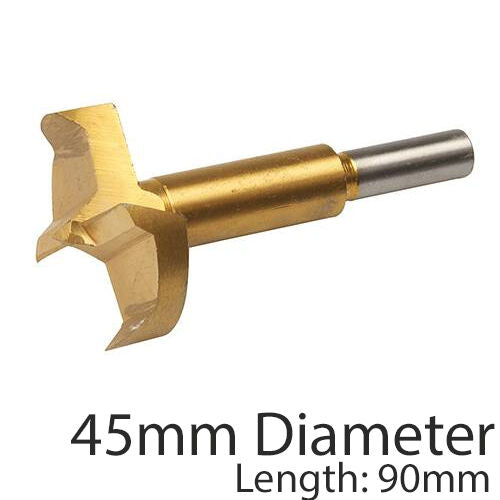 PRO 45mm Titanium Coated Forstner Bits Flat Bottom Hole Saw / Core Drill Cutter Loops
