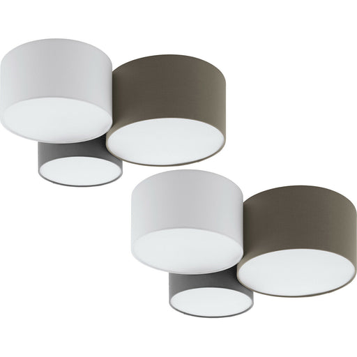 2 PACK Wall Flush Ceiling Light White Anthracite Brown White Grey Fabric 3x E27 Loops