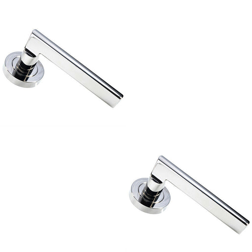 2x PAIR Straight Plinth Mounted Lever on Round Rose Concealed Fix Nickel Loops