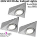 3x LED Triangle Spotlights 240V NATURAL WHITE Under Cabinet Kitchen Light Kit Loops