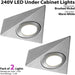 2x LED Triangle Spotlights 240V WARM WHITE Under Cabinet Kitchen Tri Light Kit Loops