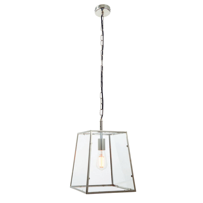 Ceiling Pendant Light Bright Nickel & Clear Glass 40W E27 Dimmable e10263 Loops