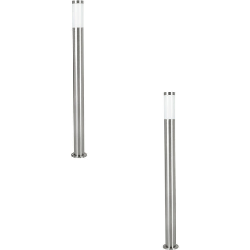 2 PACK IP44 Outdoor Bollard Light Stainless Steel 12W E27 1100mm Driveway Post Loops