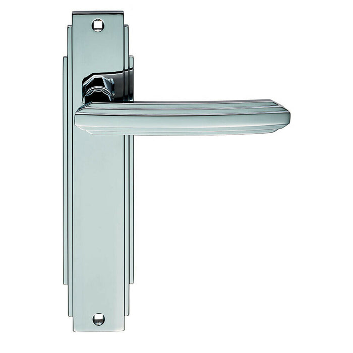 PAIR Line Detailed Handle on Latch Backplate 205 x 45mm Polished Chrome Loops