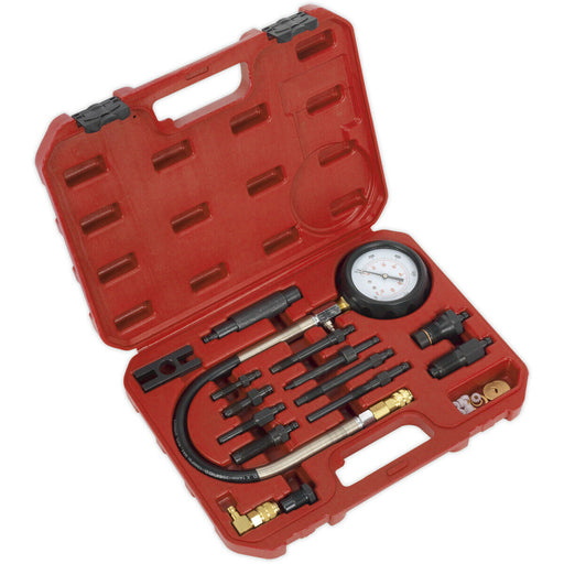 Diesel Engine Compression Test Kit - 60mm Gauge - 400mm Hose - Quick Connector Loops