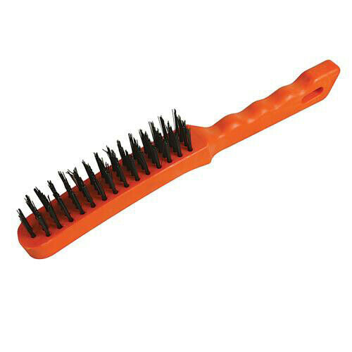 Steel Wire Brush 4 Row Tough Plastic Handle 280mm Length Loops