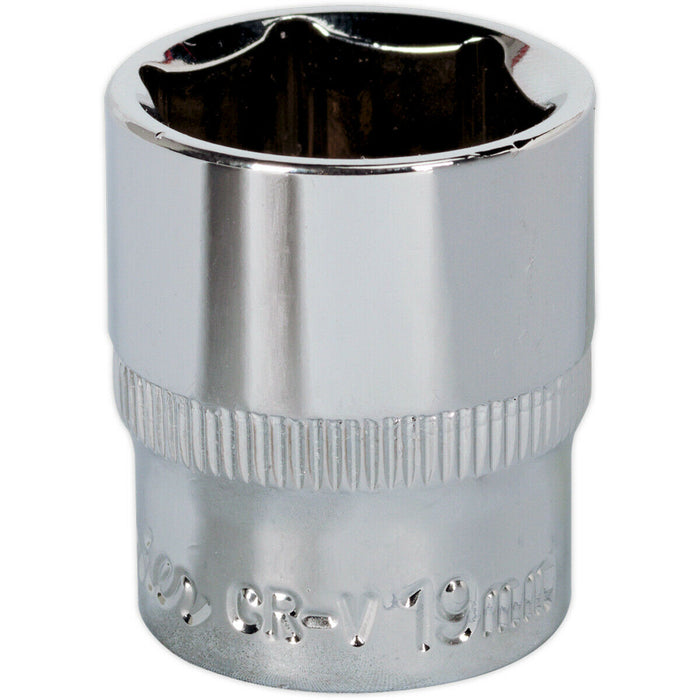 19mm Forged Steel Drive Socket - 3/8" Square Drive - Polished Chrome Vanadium Loops