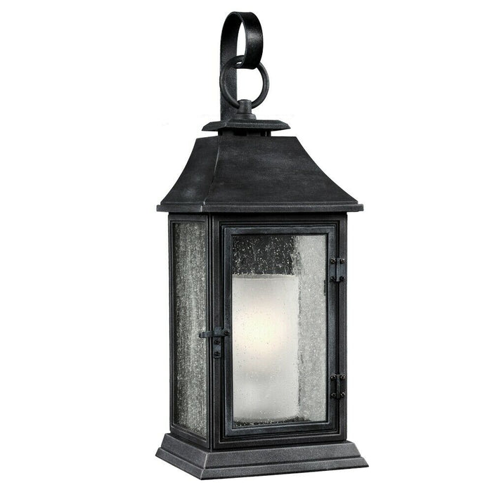 Outdoor IP44 Wall Light Dark Weathered Zinc LED E27 75W d00952 Loops