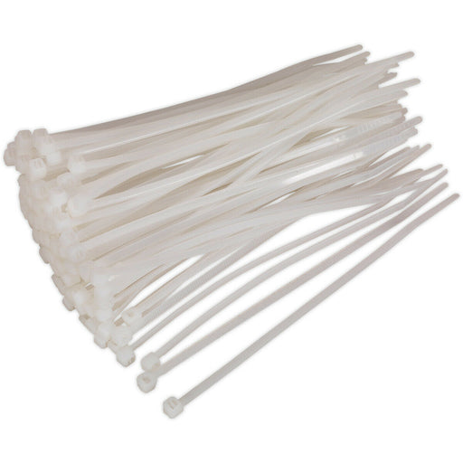 100 PACK White Cable Ties - 150 x 3.6mm - Nylon 66 Material - Heat Resistant Loops