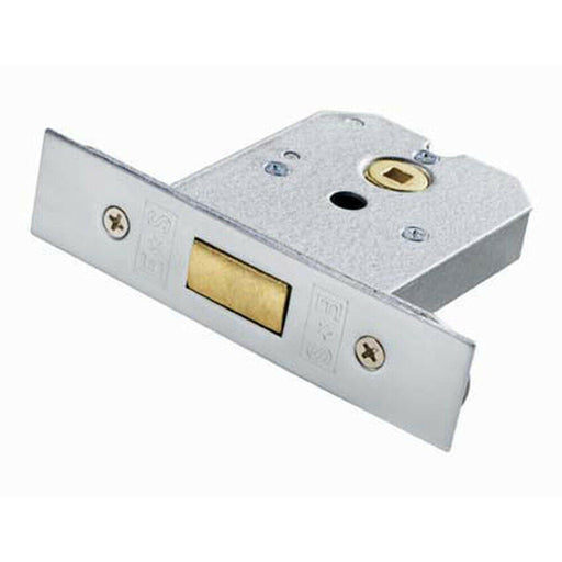 Flat BS Deadbolt Lock 64mm Satin Chrome Plated Door Security Latch Loops