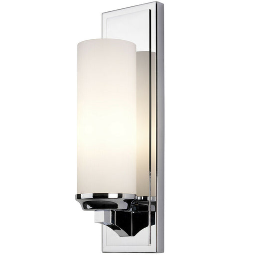 IP44 Large Wall Light White Opal Etched Glass Shade Polished Chrome LED G9 3.5W Loops