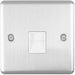 BT Telephone Slave Extension Socket SATIN STEEL & White Secondary Wall Plate Loops