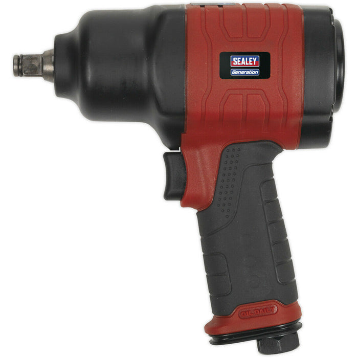 Composite Air Impact Wrench - 1/2 Inch Sq Drive - Lightweight Twin Hammer Design Loops