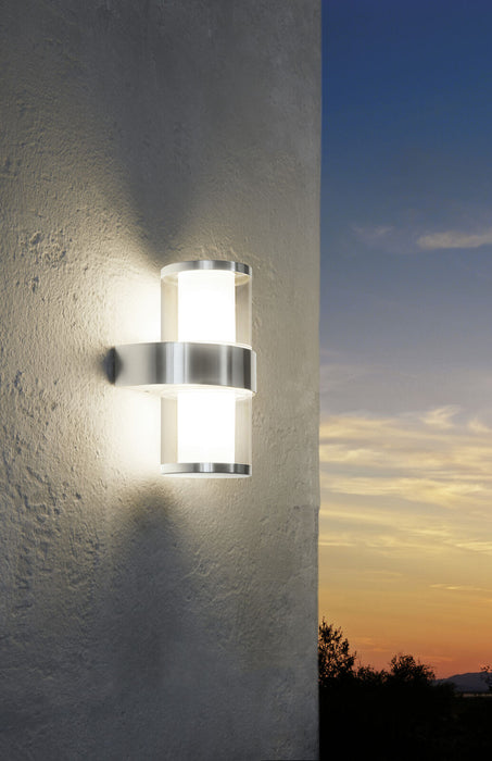 2 PACK IP44 Outdoor Wall Light Stainless Steel & Glass 3.7W LED Porch Lamp Loops