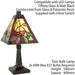 Tiffany Glass Mini Table Lamp Light Dark Bronze & Red Flower Square Shade i00213 Loops