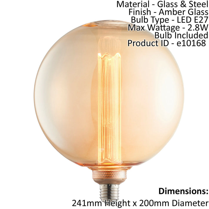 LED Filament Lamp Bulb Amber Glass 2.8W LED E27 Warm White Globe Bulb Loops