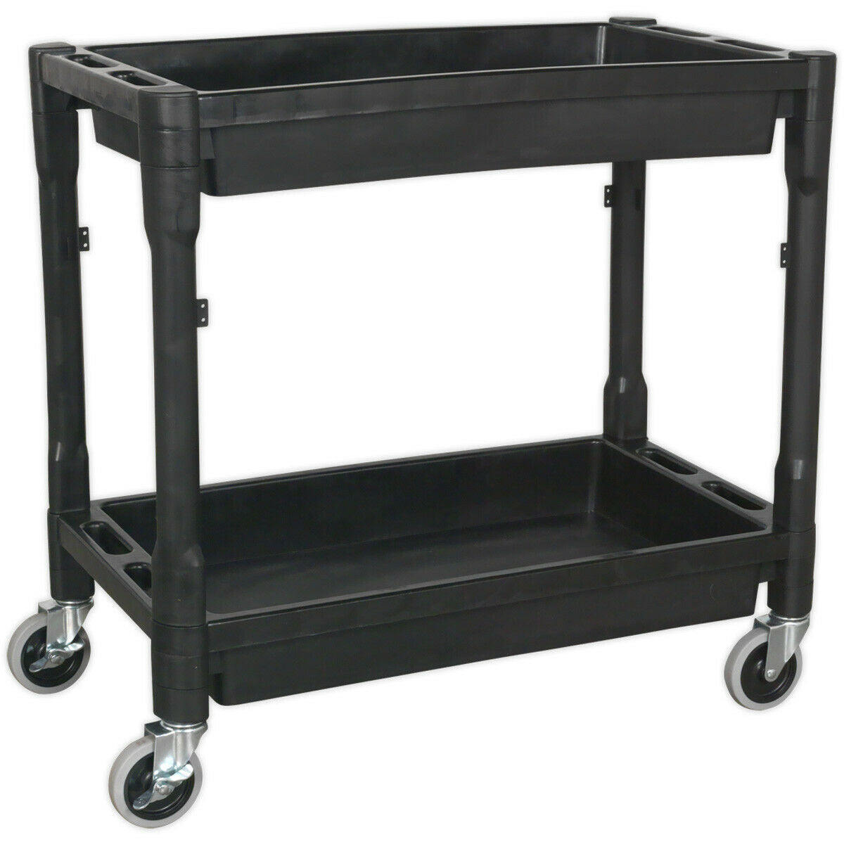 2 Level Composite Workshop Trolley - 80kg Per Shelf - Impact Resistant Plastic Loops