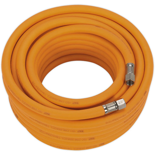 High-Visibility Hybrid Air Hose with 1/4 Inch BSP Unions - 15 Metres - 8mm Bore Loops