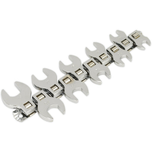 10pc Open Ended Crows Foot Spanner Socket Set - 3/8" Square Drive - 10 to 19mm Loops